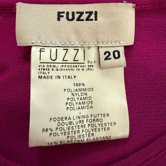 Fuzzi Italy Magenta Fuchsia Fluid Mesh Tulle Midi Long Sleeve Dress $450 20 - Picture 8 of 9